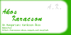 akos karacson business card